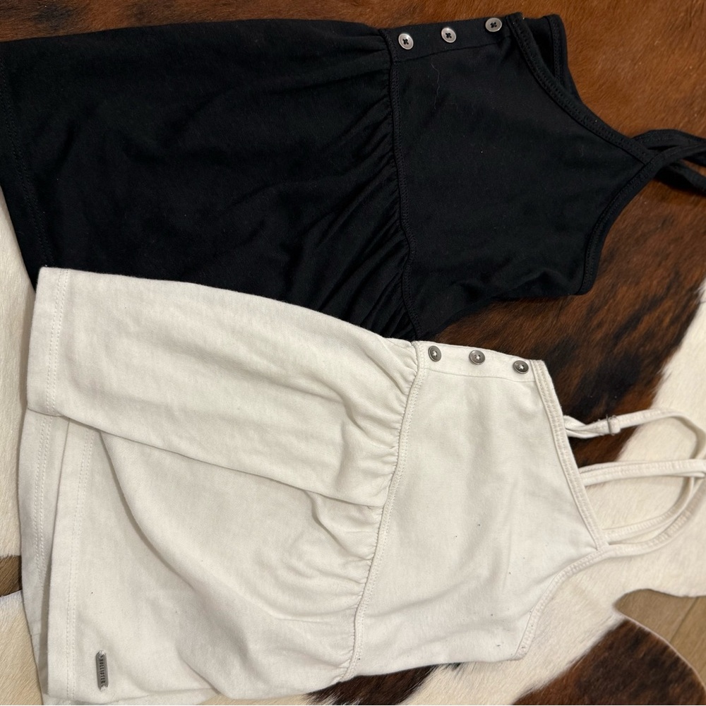 2 pack Black and White Button Strap Tops